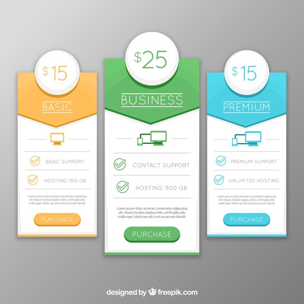 Banners de diferentes planes de web en diseño plano 