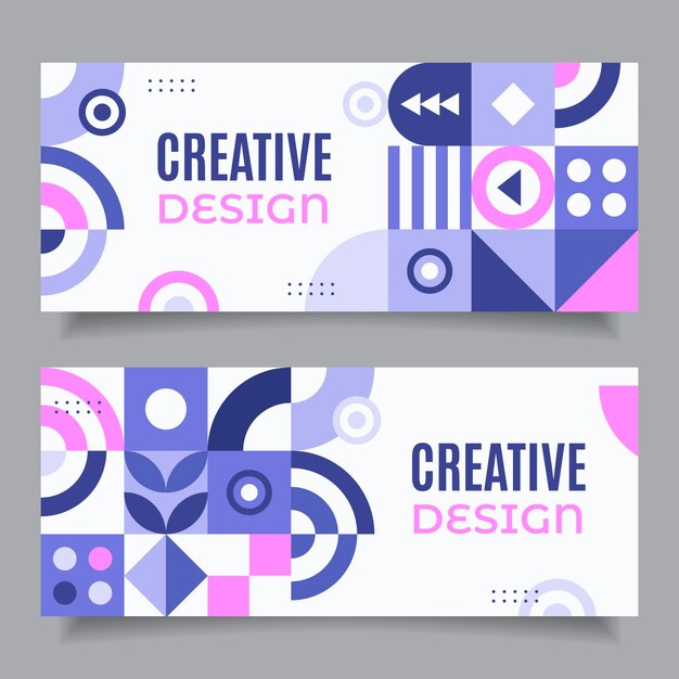 Banners de diseño creativo de mosaico plano