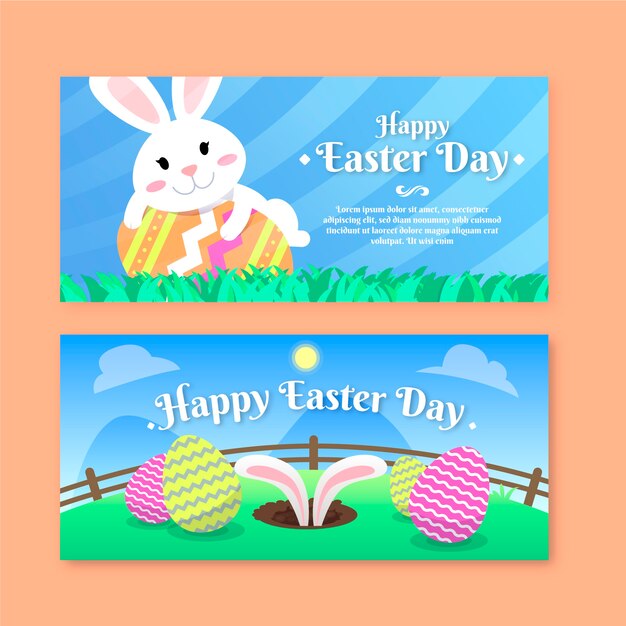 Banners de diseño plano día de pascua