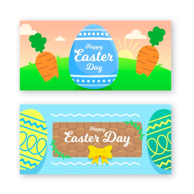 Banners de diseño plano día de pascua