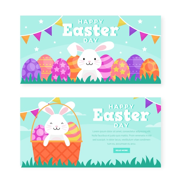 Vector gratuito banners de diseño plano día de pascua