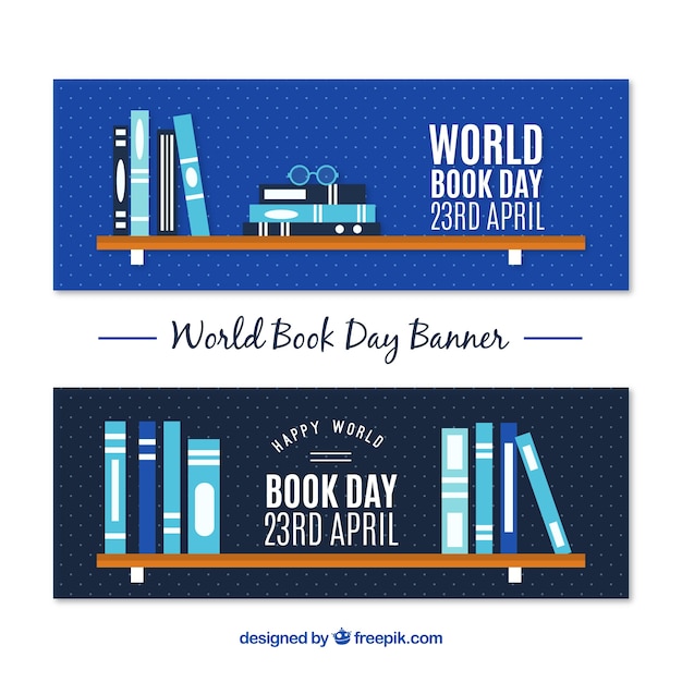 Vector gratuito banners en diseño plano feliz día internacional del libro