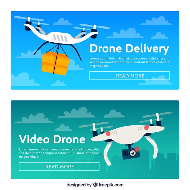 Banners de dron de reparto y video