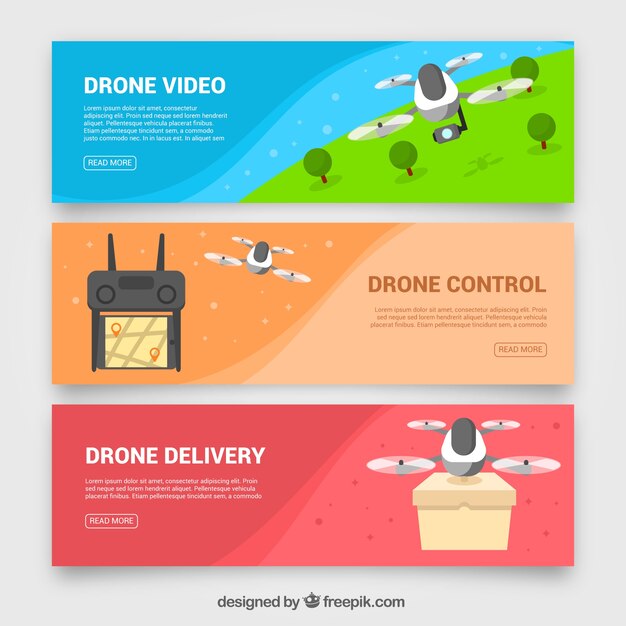 Banners de dron en tres colores