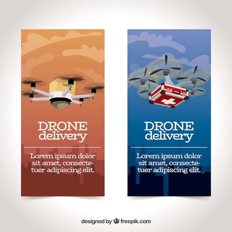 Vector gratuito banners con drones modernos