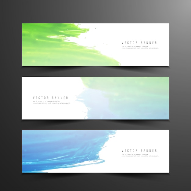 Vector gratuito banners elegantes coloridos de acuarela