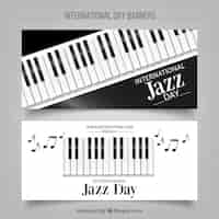 Vector gratuito banners elegantes de jazz con teclas de piano