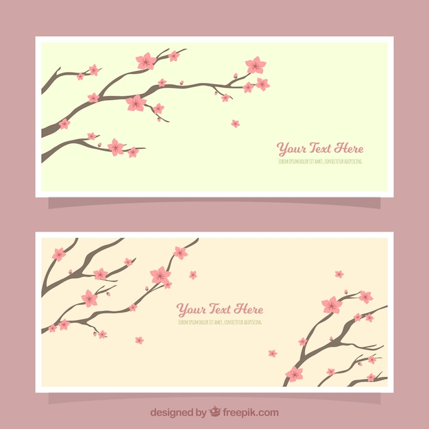 Vector gratuito banners elegantes de ramas con flores