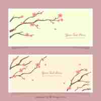 Vector gratuito banners elegantes de ramas con flores