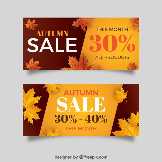 Banners elegantes de rebajas de otoño