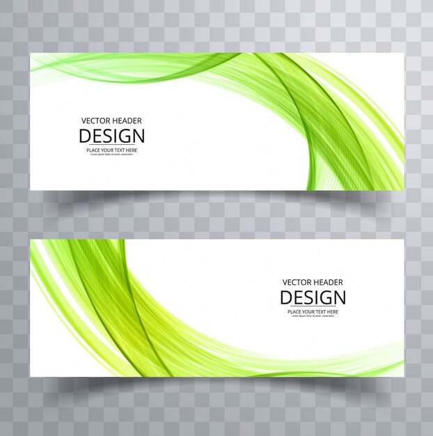 Banners elegantes verdes ondulados