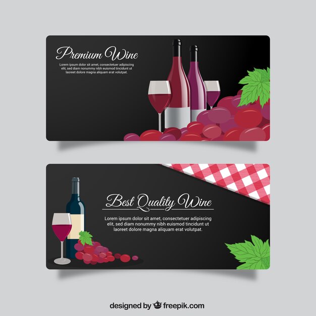 Banners elegantes de vino