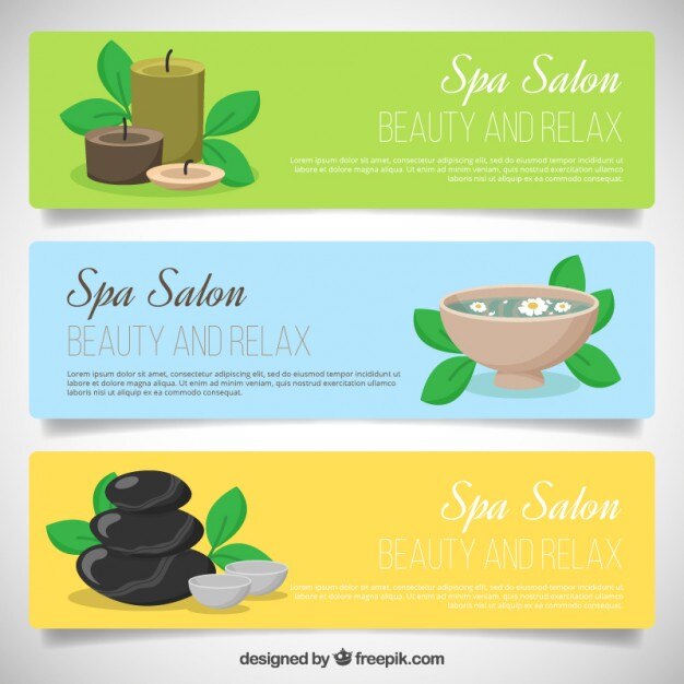 Banners de elementos de spa decorativos