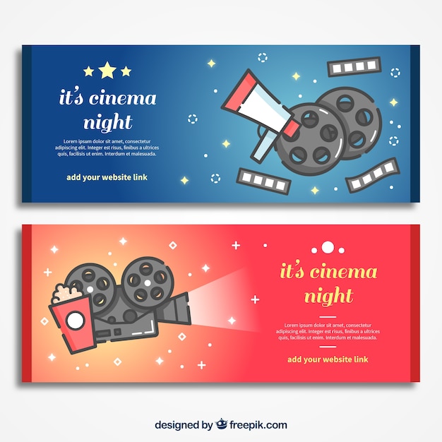 Vector gratuito banners de elementos típicos de cine