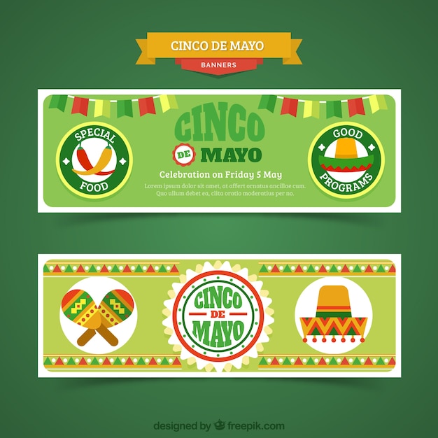 Vector gratuito banners con elementos tradicionales de mexico