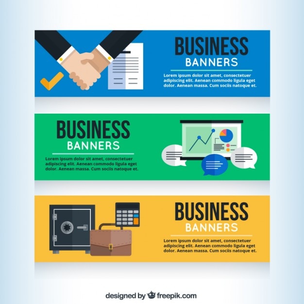 Vector gratuito banners de empresa en diseño plano