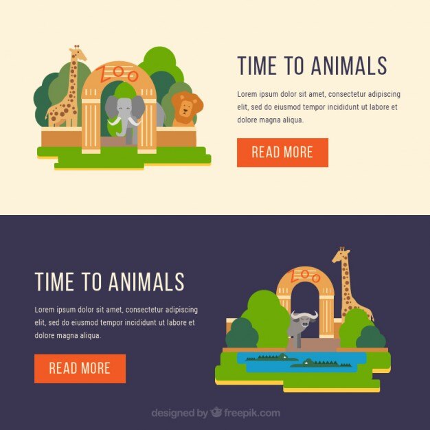 Vector gratuito banners de  entradas de zoo