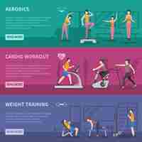 Vector gratuito banners de entrenamiento de gimnasio