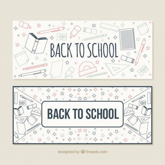 Banners escolares con garabatos 