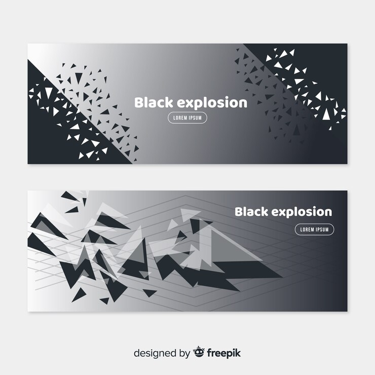 Vector gratuito banners de explosión negra