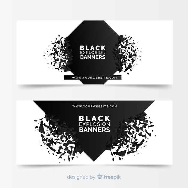 Vector gratuito banners con explosión negra