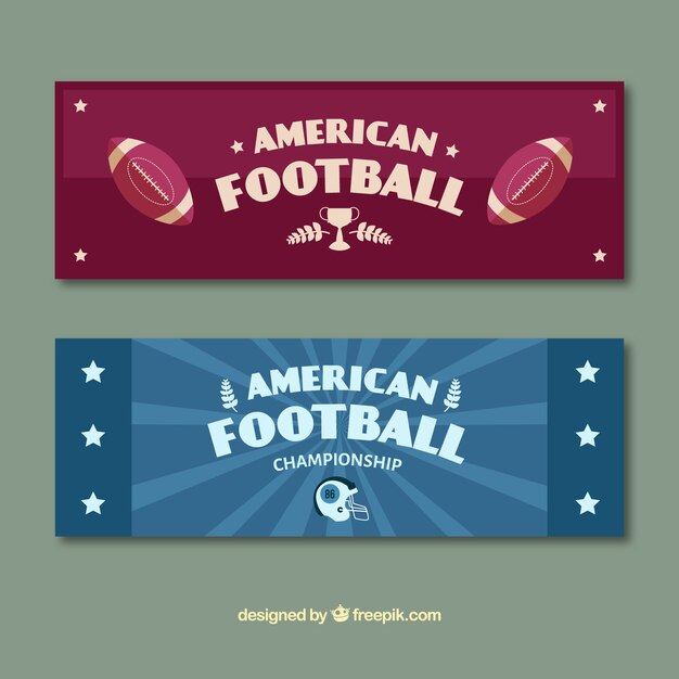 Banners fantásticos de fútbol americano en diseño plano