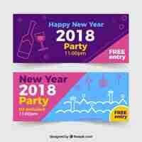 Vector gratuito banners de feliz año nuevo 2018