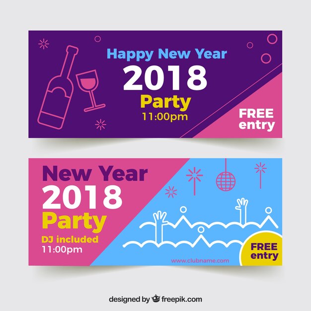Banners de feliz año nuevo 2018 