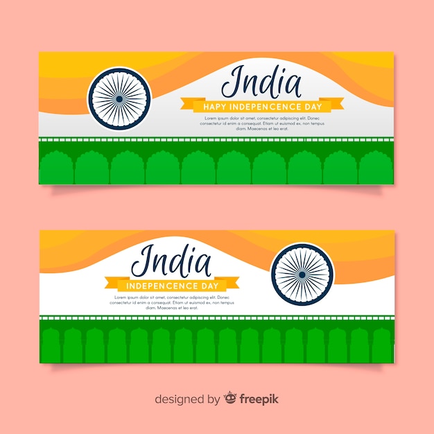 Vector gratuito banners de feliz día de la independencia india