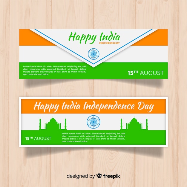 Vector gratuito banners de feliz día de la independencia india