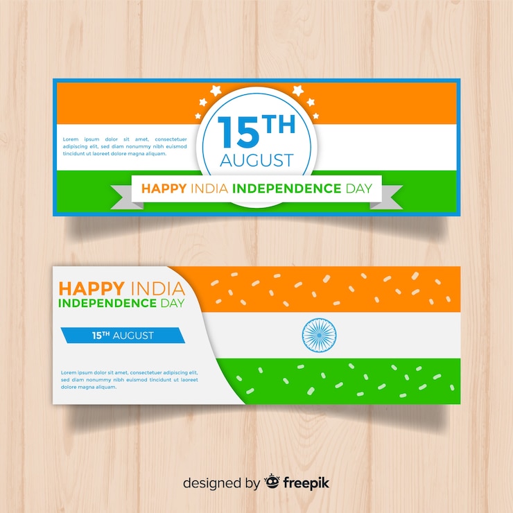 Vector gratuito banners de feliz día de la independencia india