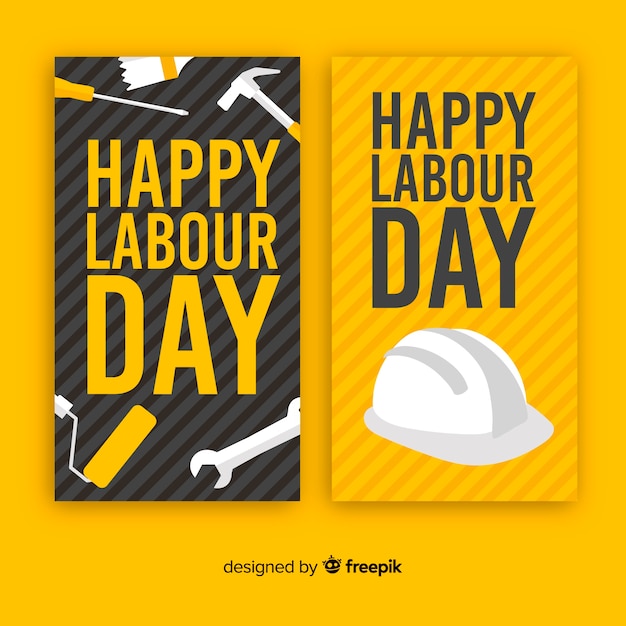 Vector gratuito banners de feliz día del trabajador