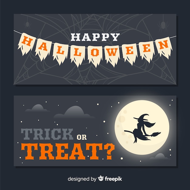 Vector gratuito banners de feliz halloween