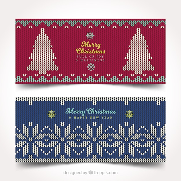 Vector gratuito banners de feliz navidad de punto