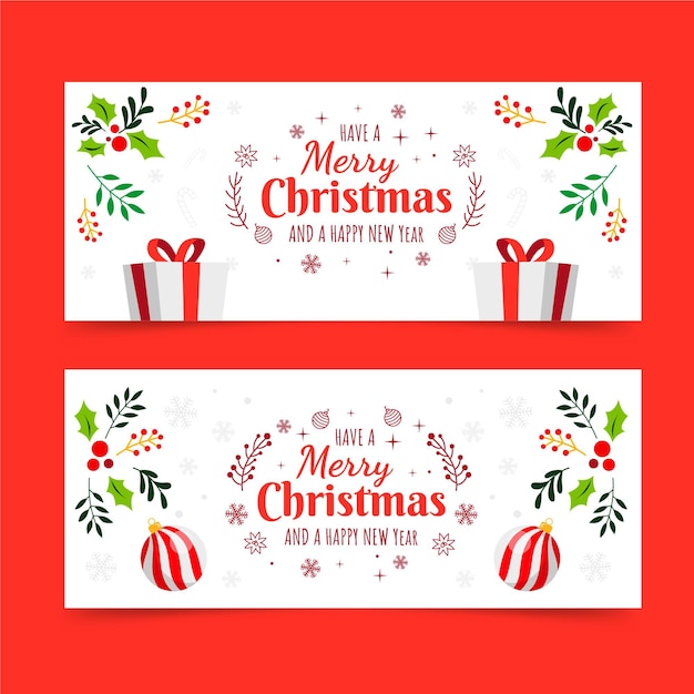 Banners de feliz navidad con regalos