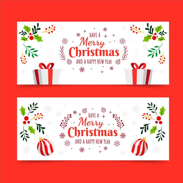 Banners de feliz navidad con regalos