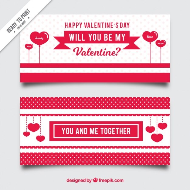 Vector gratuito banners de feliz san valentín con frases de amor