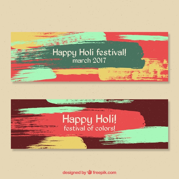 Vector gratuito banners para el festival holi