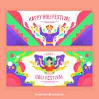 Vector gratuito banners del festival holi