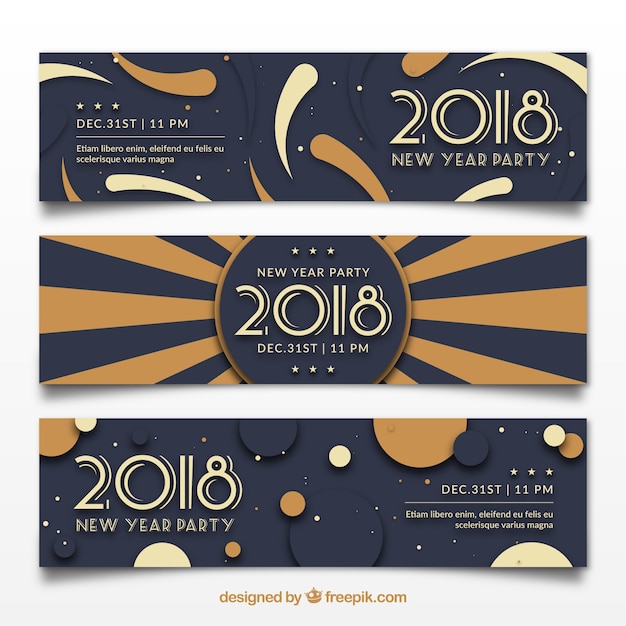 Banners de fiesta de año nuevo 2018