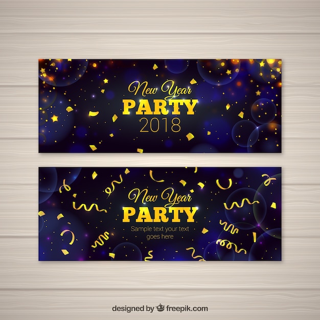Vector gratuito banners de fiesta de año nuevo 2018