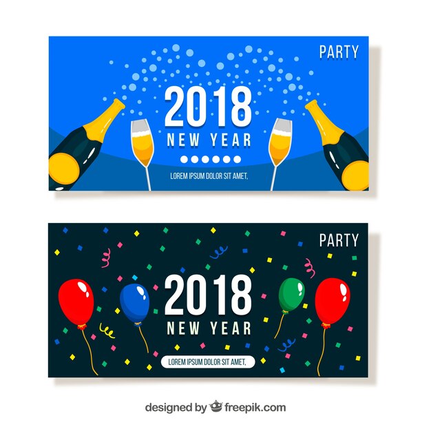 Banners de fiesta de año nuevo 2018