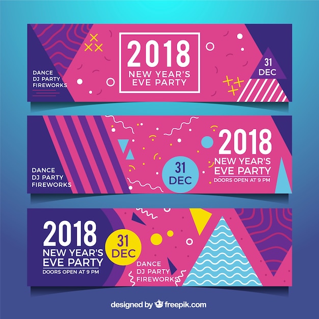 Banners de fiesta de año nuevo 2018