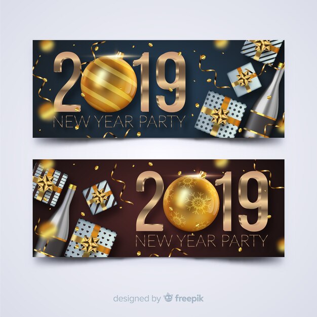Banners de fiesta de año nuevo 2019