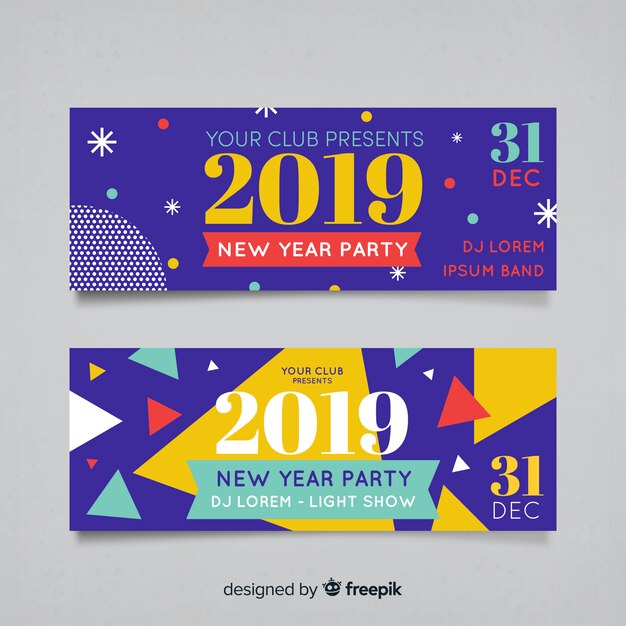 Banners fiesta de año nuevo 2019