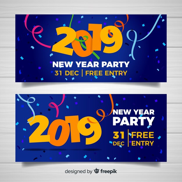 Banners de fiesta de año nuevo 2019
