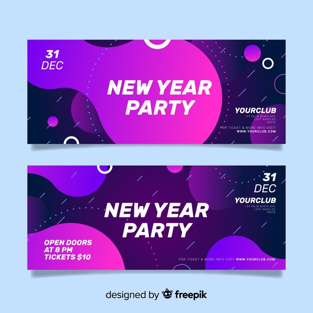 Banners de fiesta de año nuevo 2020