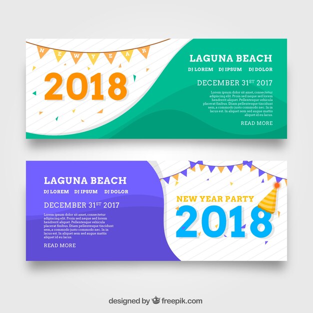 Vector gratuito banners de fiesta de año nuevo