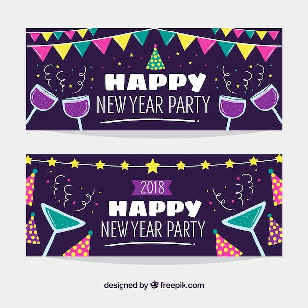 Vector gratuito banners de fiesta de año nuevo