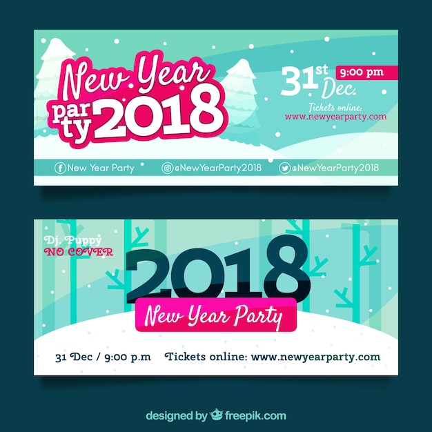 Vector gratuito banners de fiesta de año nuevo